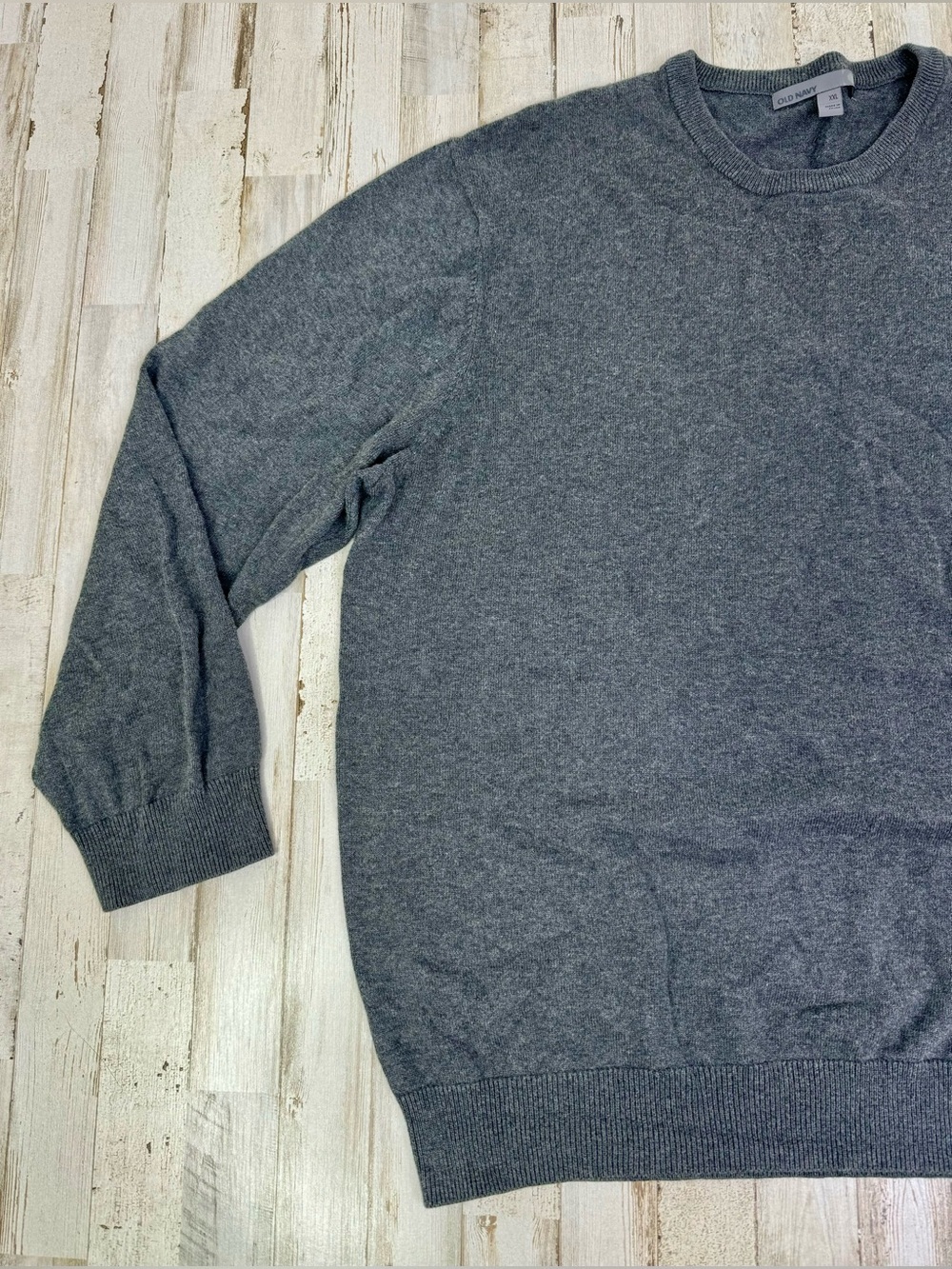 Old Navy Men's XXL Sweater Crewneck Heathered Gray Soft Knit Pullover - Picture 3 of 14